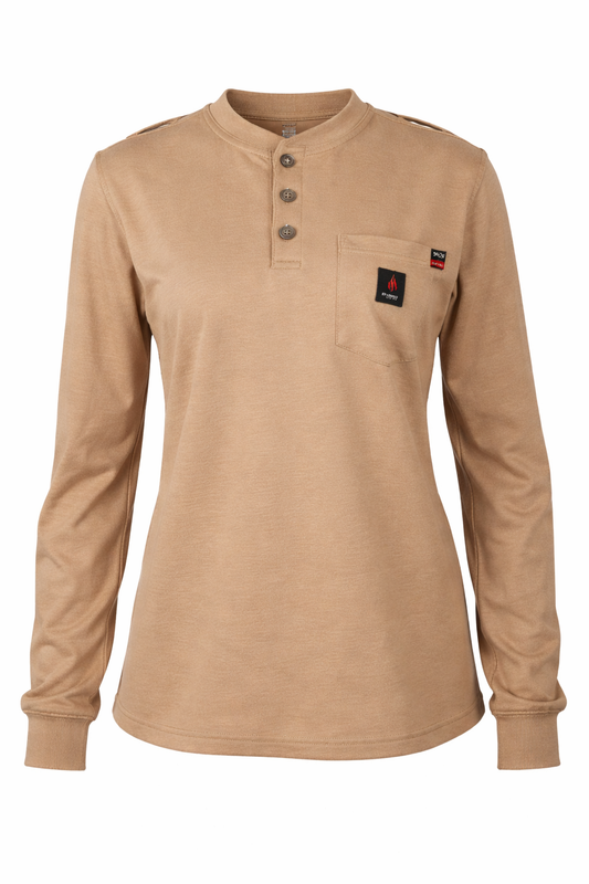Forge Fr Ladies Khaki  Light Weight Henley Tee