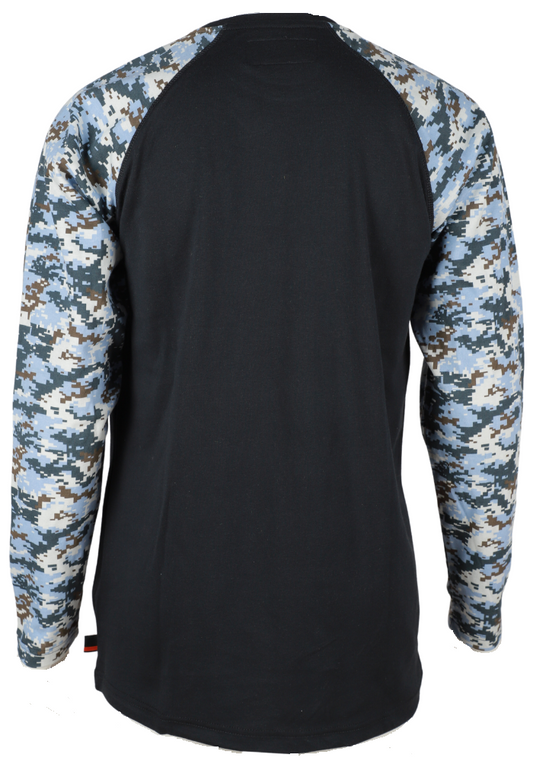 Forge Fr Men's Navy Camo Crew Neck Long Sleeve T-shirt