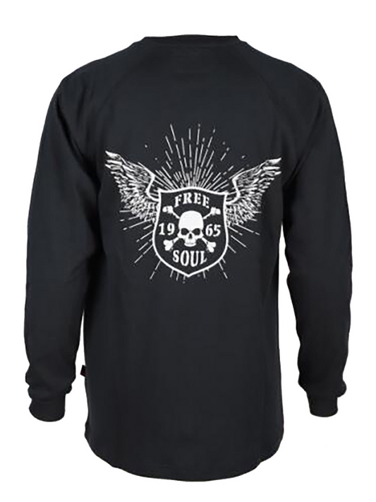 Forge Fr Men's Graphic Printed Navy Long Sleeve T-shirt