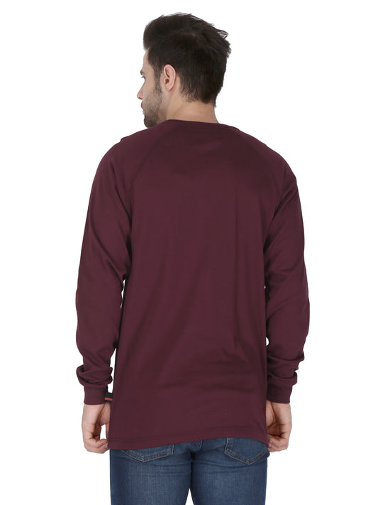 Forge Fr Men's Burgundy Long Sleeve Crew Neck T-shirt