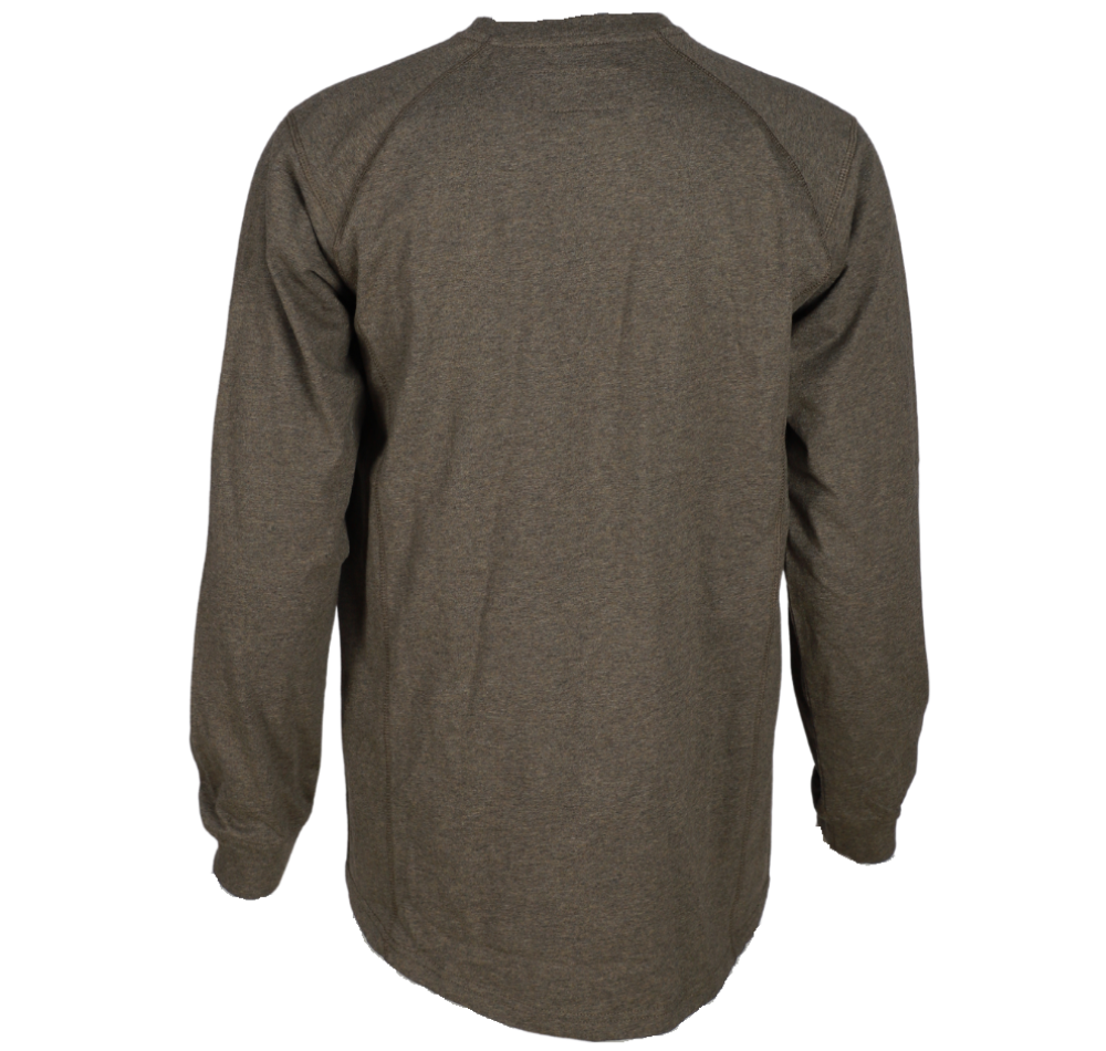 Forge Fr Men's Heather Brown Crew Neck Light Weight Long Sleeve T-shirt