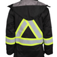 Forge Fr Men's Black Parka Jacket back view with reflective tape for safety and warmth, NFPA compliant and durable.