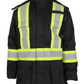 Forge Fr Men's Black Parka Jacket with reflective tape for safety and warmth, NFPA compliant, front view.
