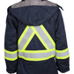 Forge Fr Men's Navy Parka Jacket with reflective tape for safety, featuring a hood and a durable design.