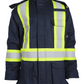 Men's navy parka jacket with reflective tape, designed for safety and warmth, ideal for hazardous environments.