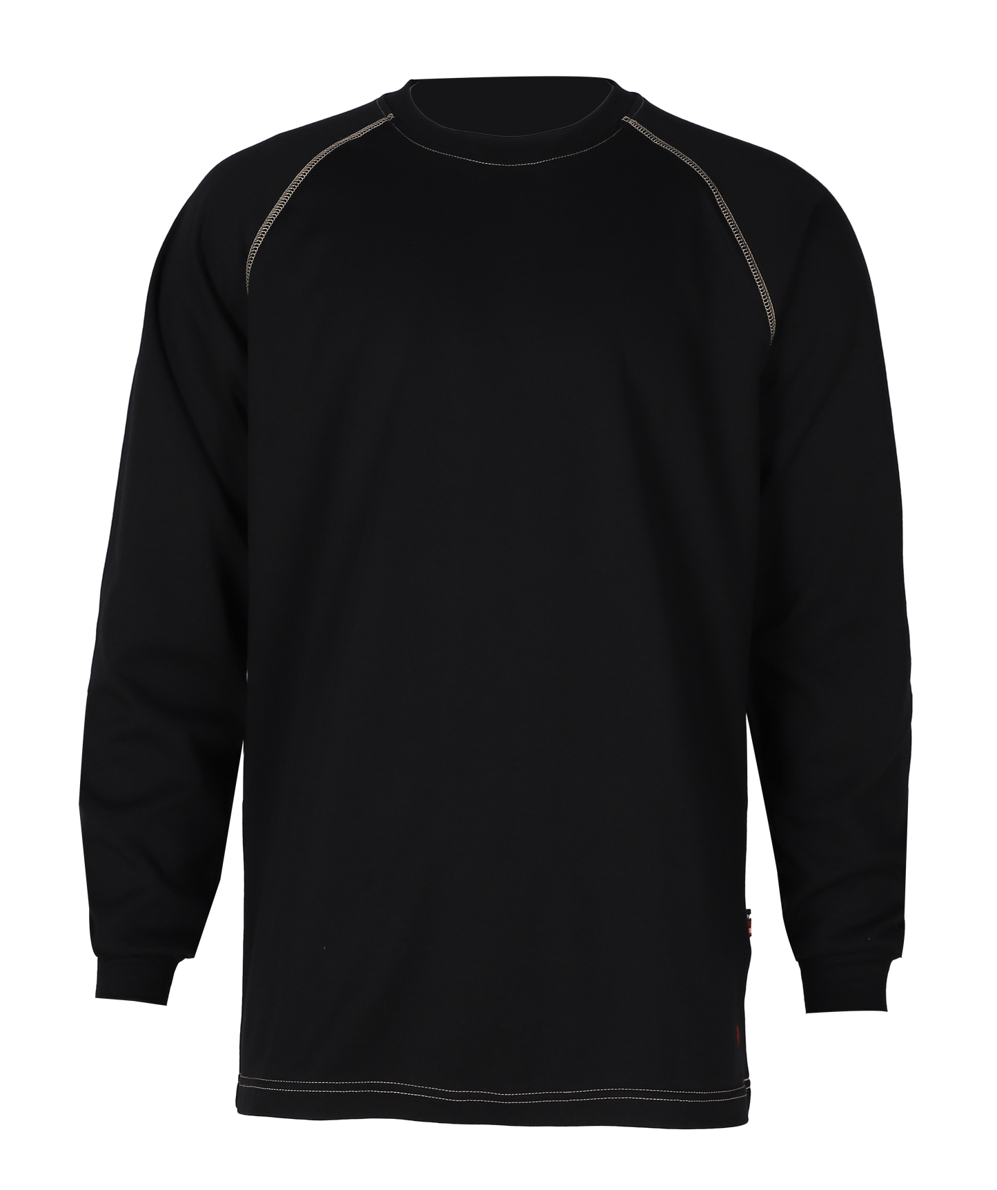 Forge Fr Men's Contrast Stitch Black Light Weight Crew Neck Long Sleeve T-shirt