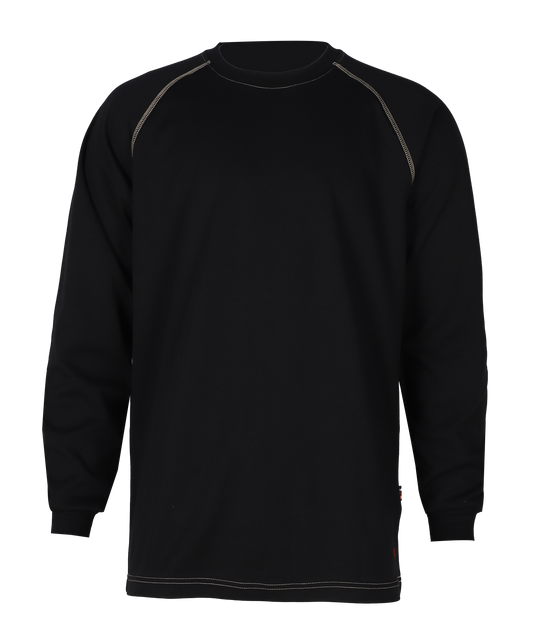 Forge Fr Men's Contrast Stitch Black Light Weight Crew Neck Long Sleeve T-shirt