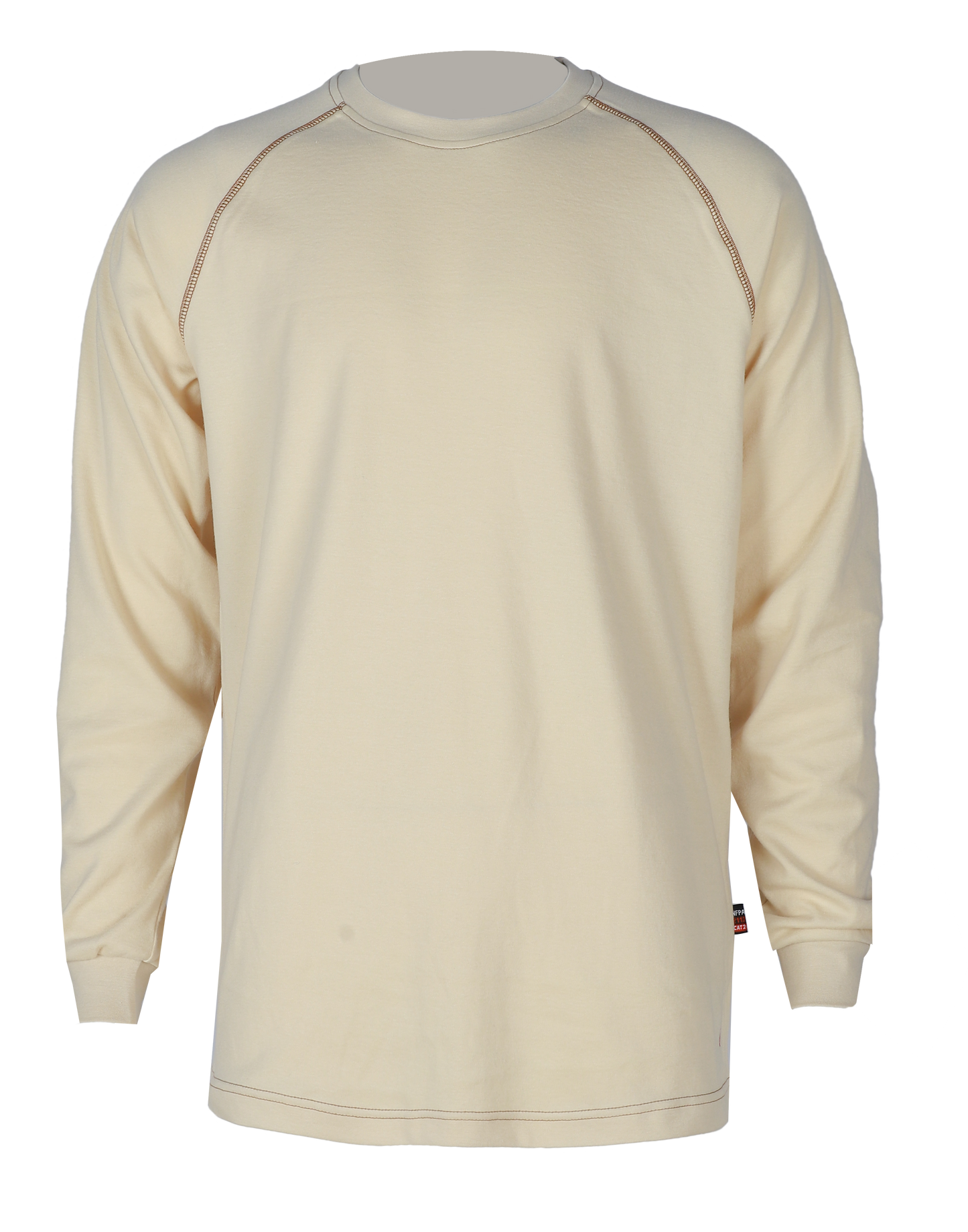 Forge Fr Men's Contrast Stitch Sand Light Weight Crew Neck Long Sleeve T-shirt