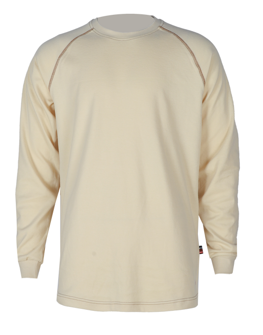 Forge Fr Men's Contrast Stitch Sand Light Weight Crew Neck Long Sleeve T-shirt