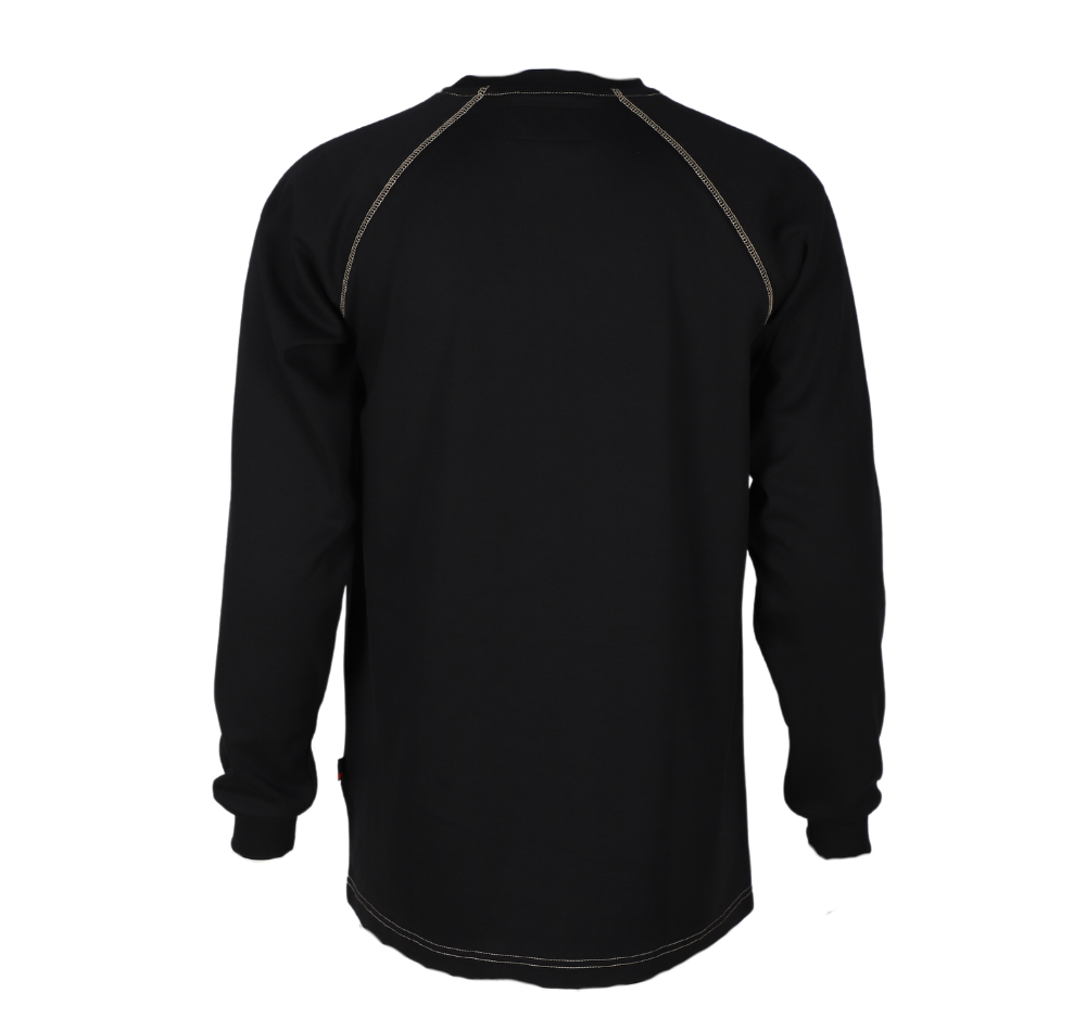 Forge Fr Men's Contrast Stitch Black Light Weight Crew Neck Long Sleeve T-shirt