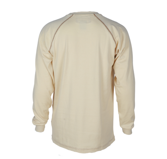 Forge Fr Men's Contrast Stitch Sand Light Weight Crew Neck Long Sleeve T-shirt