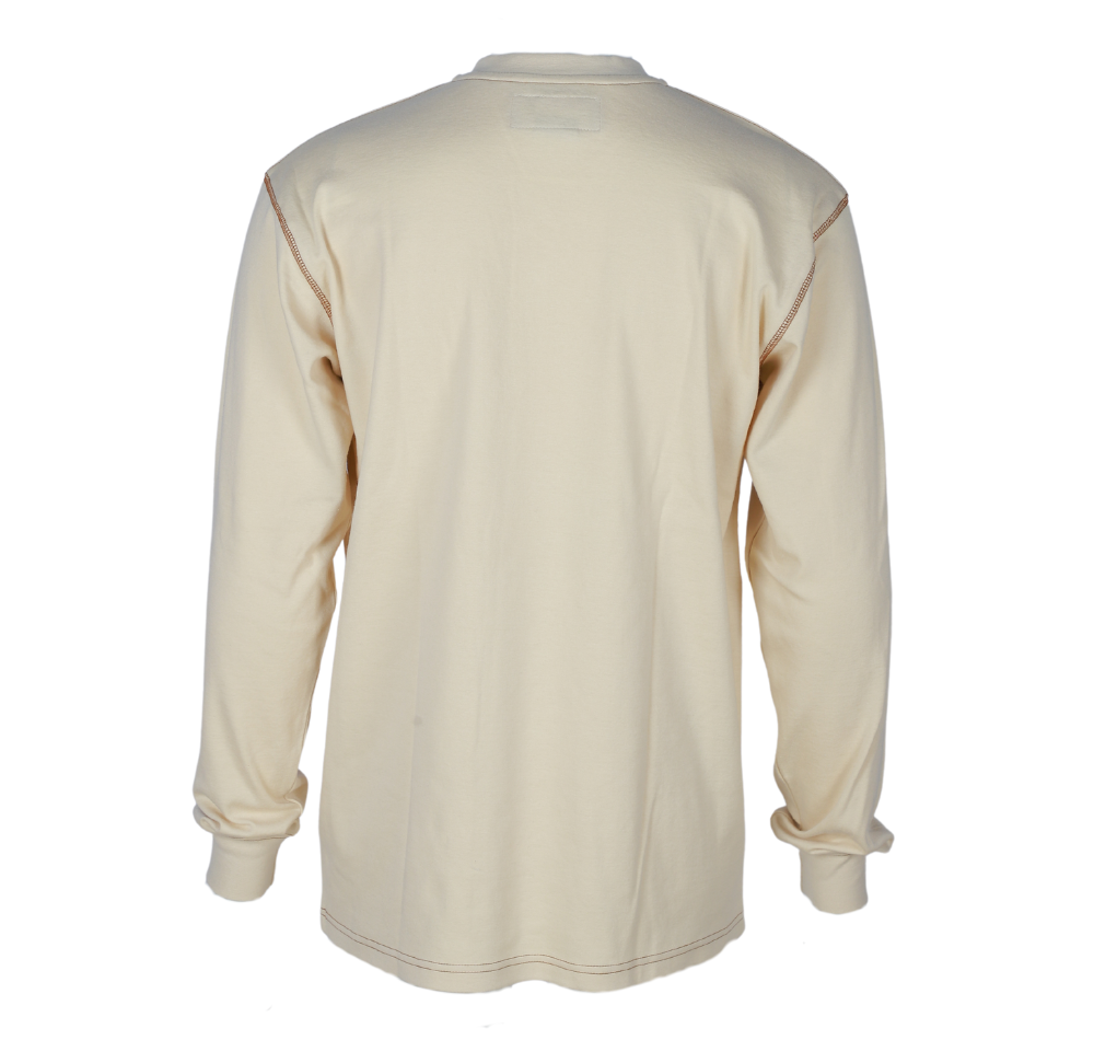 Forge Fr Men's Sand Contrast Stitch Henley Neck Long Sleeve T-shirt