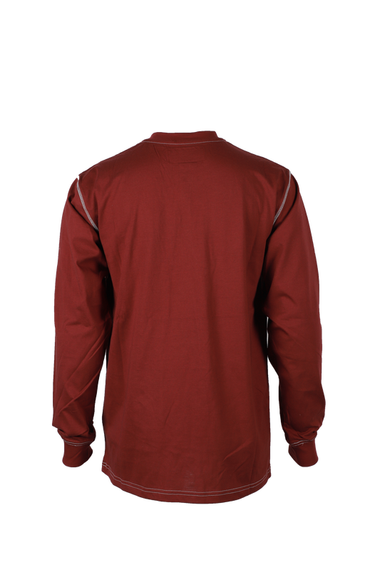 Forge Fr Men's  Burgundy Light Weight Contrast Stitch Henley