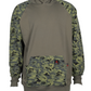 Forge FR men's green camo pullover hoodie with kangaroo pocket and ribbed cuffs, made from soft, comfortable cotton fleece.