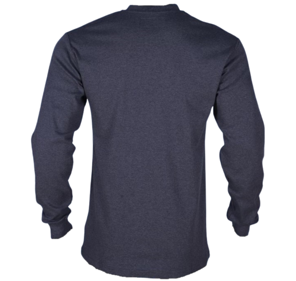 Forge Fr Men's Charcoal Grey Henley Neck Long Sleeve T-shirt