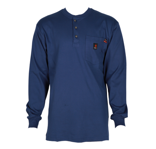 Forge Fr Men's Indigo Henley Neck Long Sleeve T-shirt