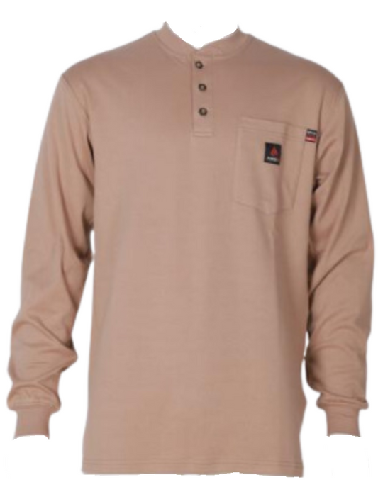 Forge Fr Men's Khaki Henley Neck Long Sleeve T-shirt