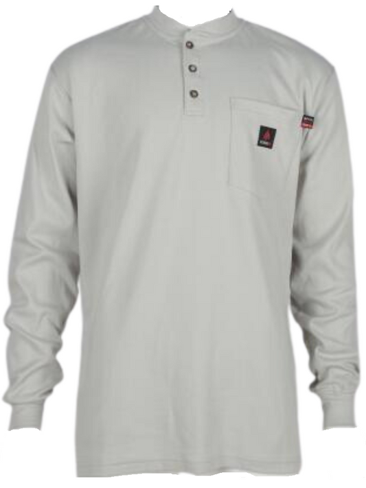 Forge Fr Men's Light Grey Henley Neck Long Sleeve T-shirt