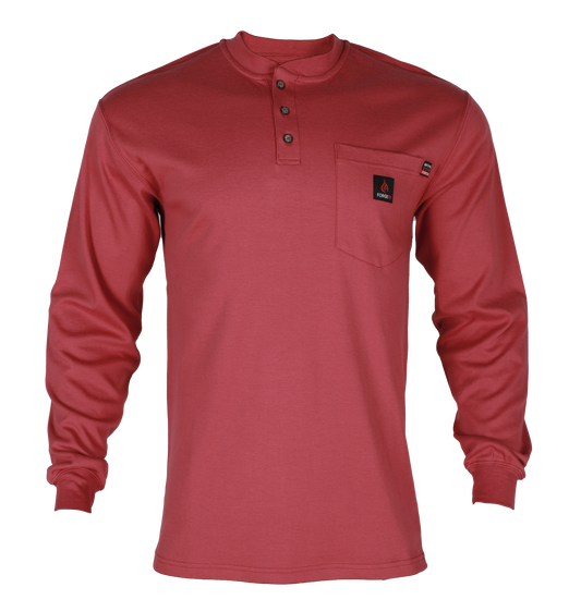 Forge Fr Men's Red Henley Neck Long Sleeve T-shirt