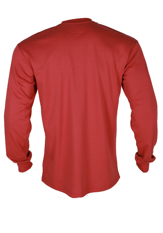 Forge Fr Men's Red Henley Neck Long Sleeve T-shirt