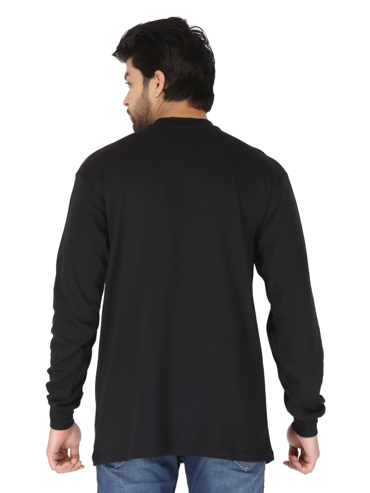 Forge Fr Men's Henley Neck Long Sleeve Black T-shirt