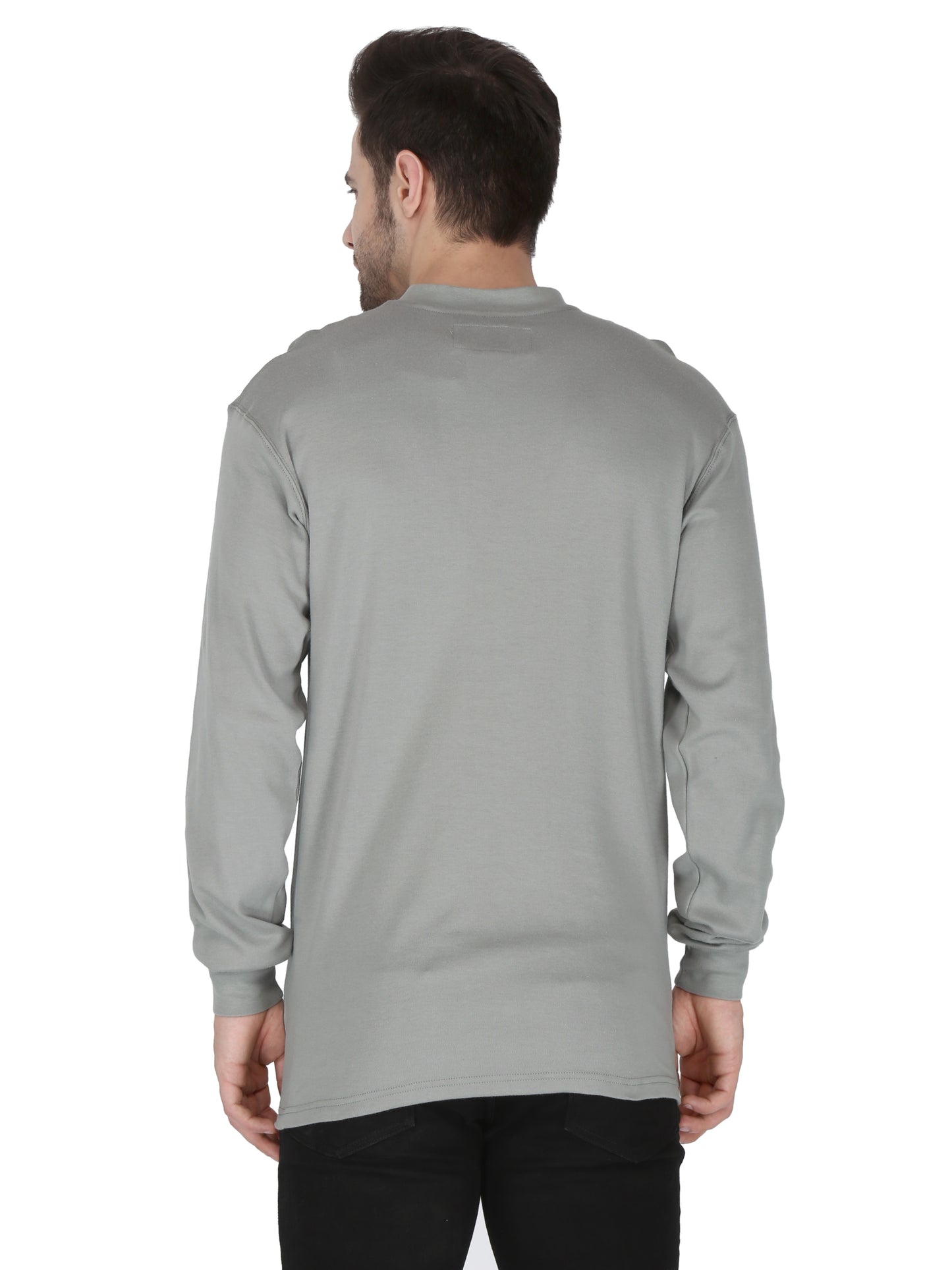 Forge Fr Men's Grey Henley Neck Long Sleeve T-shirt