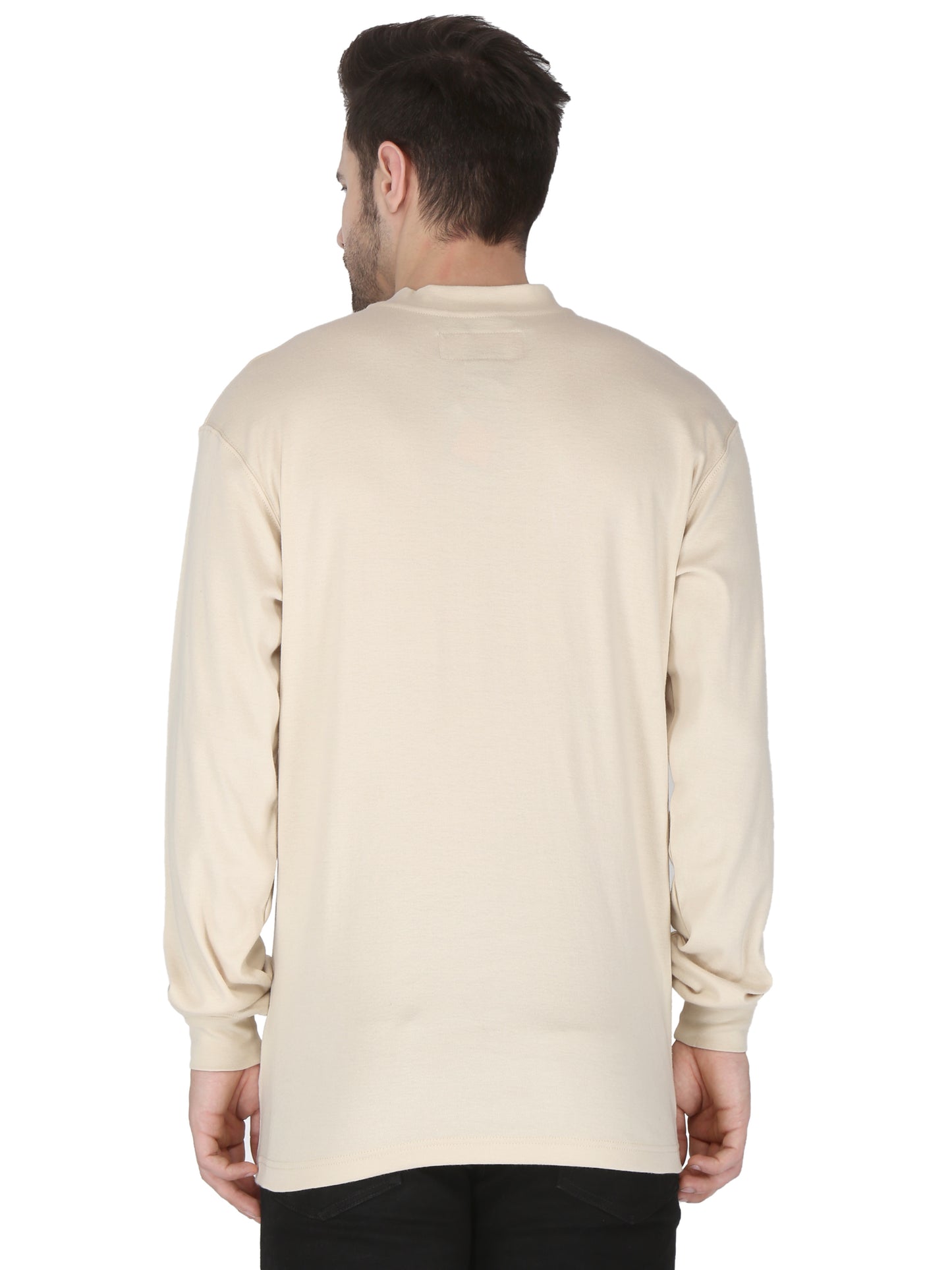 Forge Fr Men's Sand Henley Neck Long Sleeve T-shirt