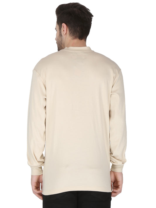 Forge Fr Men's Sand Henley Neck Long Sleeve T-shirt