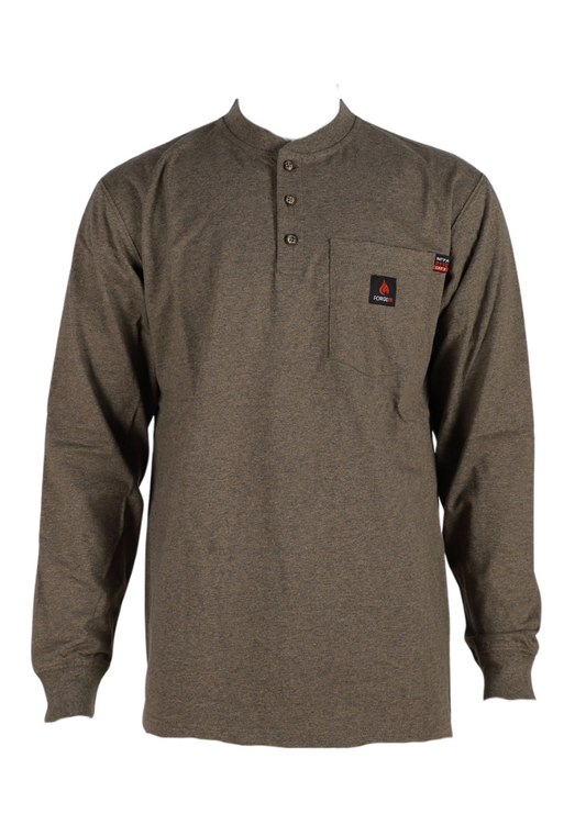 Forge Fr Men's Heather Brown  Light Weight Henley Tee