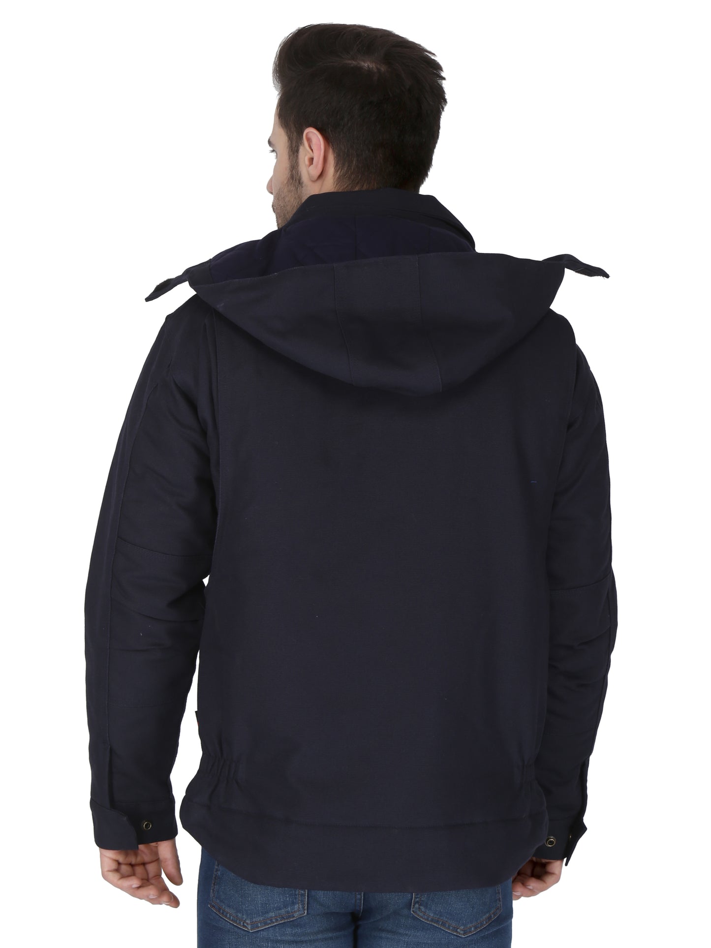 Forge Fr Men's Navy Insulated Duck Hooded Jacket