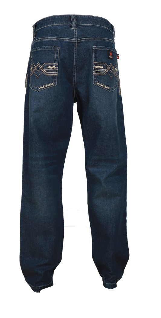 FORGE FR MEN'S DENIM  STRETCH JEANS WITH EMBROIDERY