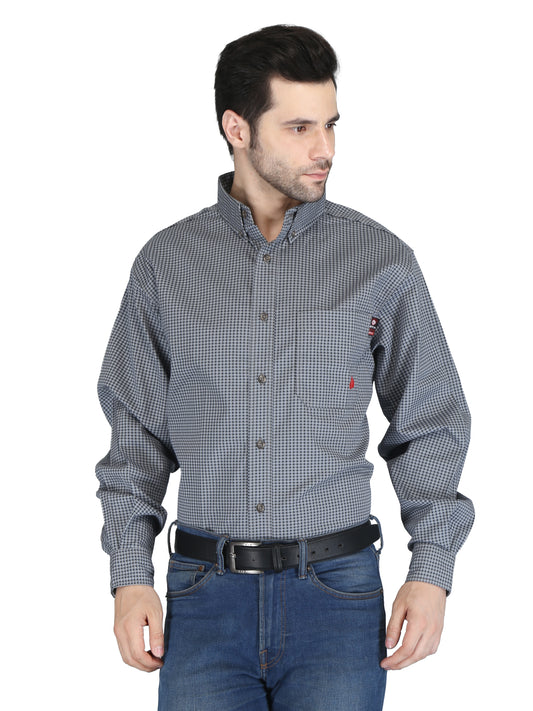 FORGE FR MEN'S PLAID LONG SLEEVE SNAPS SHIRT