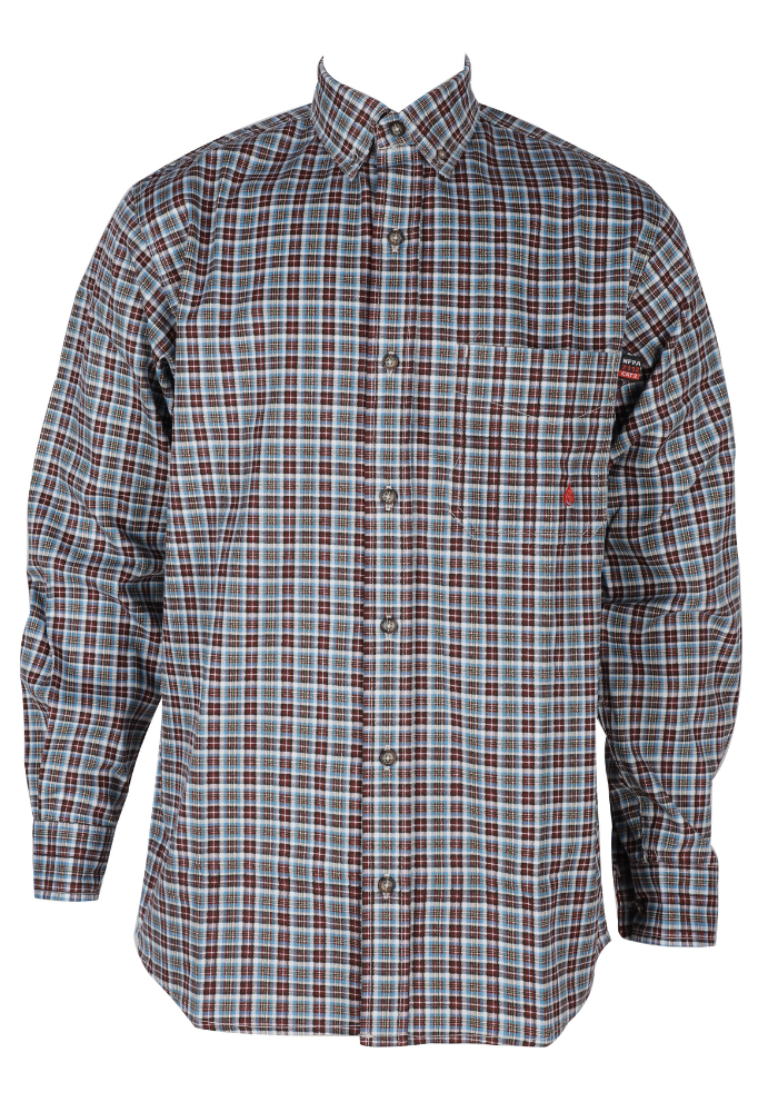 FORGE FR MEN'S Maroon PLAID LONG SLEEVE BUTTON SHIRT