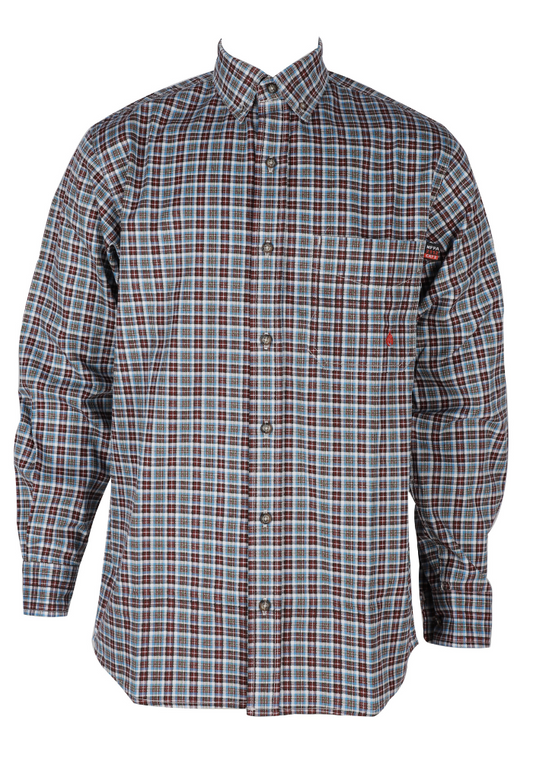 FORGE FR MEN'S Maroon PLAID LONG SLEEVE BUTTON SHIRT