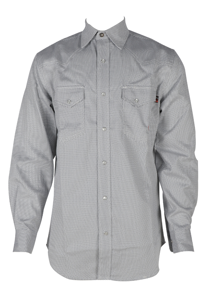 FORGE FR MEN'S Grey Double Pocket PLAID LONG SLEEVE SNAPS SHIRT