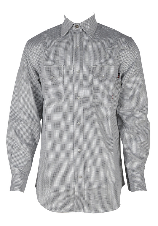 FORGE FR MEN'S Grey Double Pocket PLAID LONG SLEEVE SNAPS SHIRT