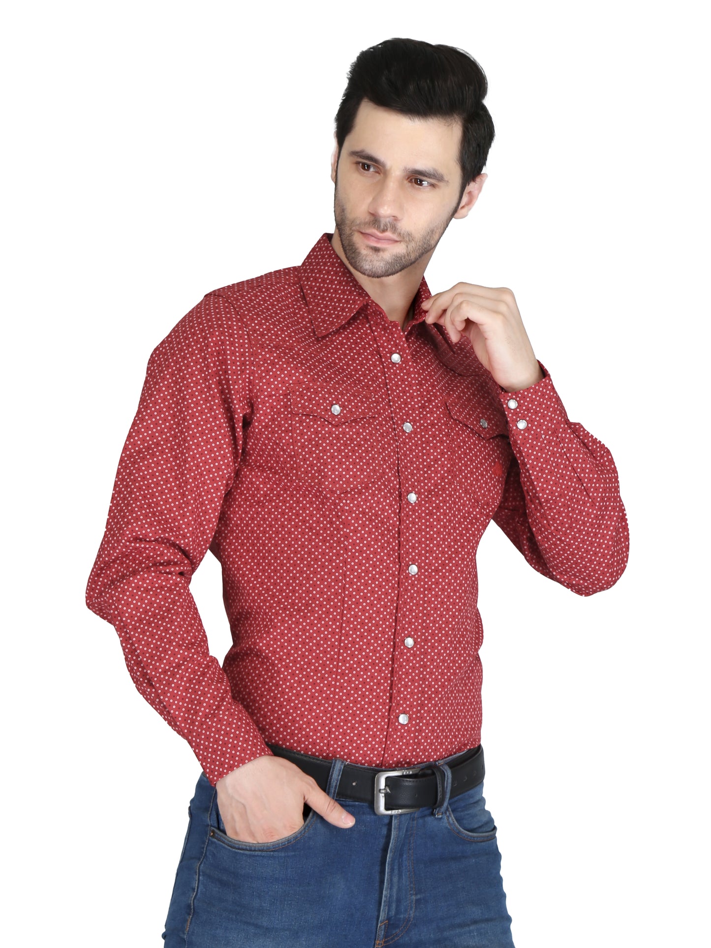 Forge Fr Men's Red Printed Long Sleeve Shirt