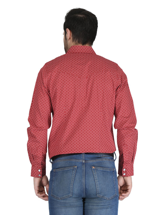 Forge Fr Men's Red Printed Long Sleeve Shirt