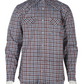 FORGE FR MEN'S Blue Double Pocket PLAID LONG SLEEVE SNAPS SHIRT