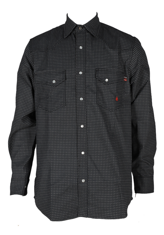 FORGE FR MEN'S Black Double Pocket PLAID LONG SLEEVE SNAPS SHIRT