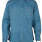 FORGE FR MEN'S Blue Double Pockets PLAID LONG SLEEVE SNAPS SHIRT