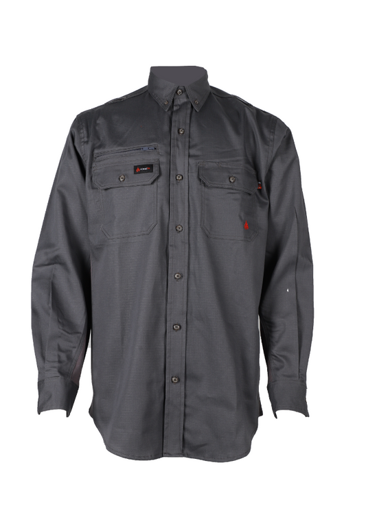 FORGE FR MEN'S GREY RIPSTOP VENT BUTTON SHIRT