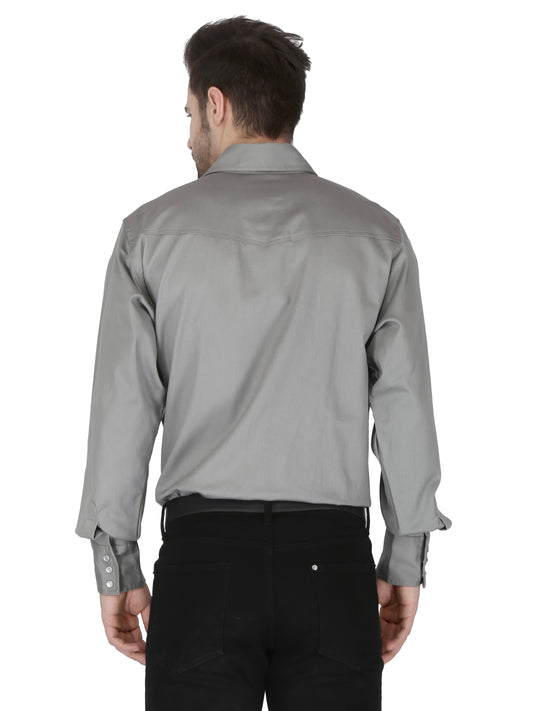 Forge Fr Men's Solid Light Grey Long Sleeve Shirt