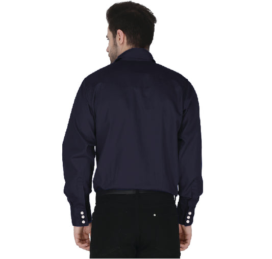 Forge Fr Men's Solid Navy Long Sleeve Shirt