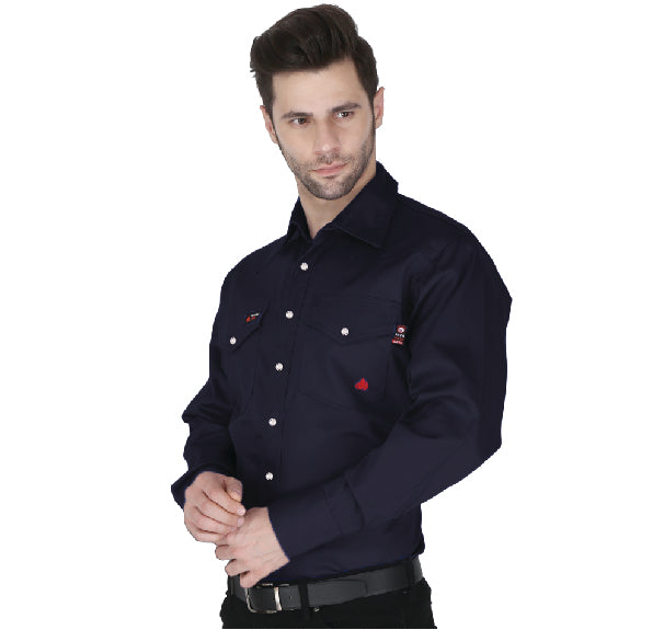 Forge Fr Men's Solid Navy Long Sleeve Shirt