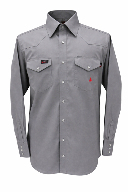 FORGE MEN’S FR SOLID DARK GREY SNAP SHIRT