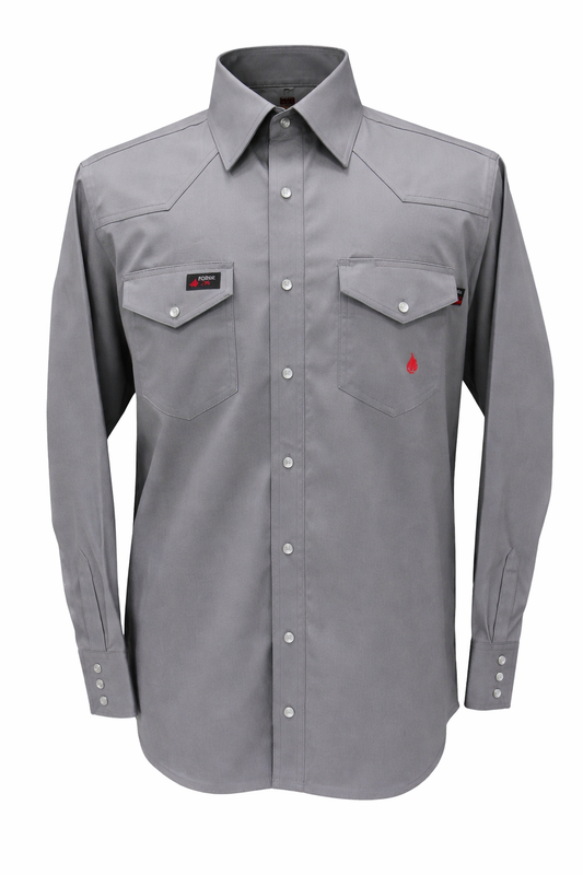 FORGE MEN’S FR SOLID DARK GREY SNAP SHIRT