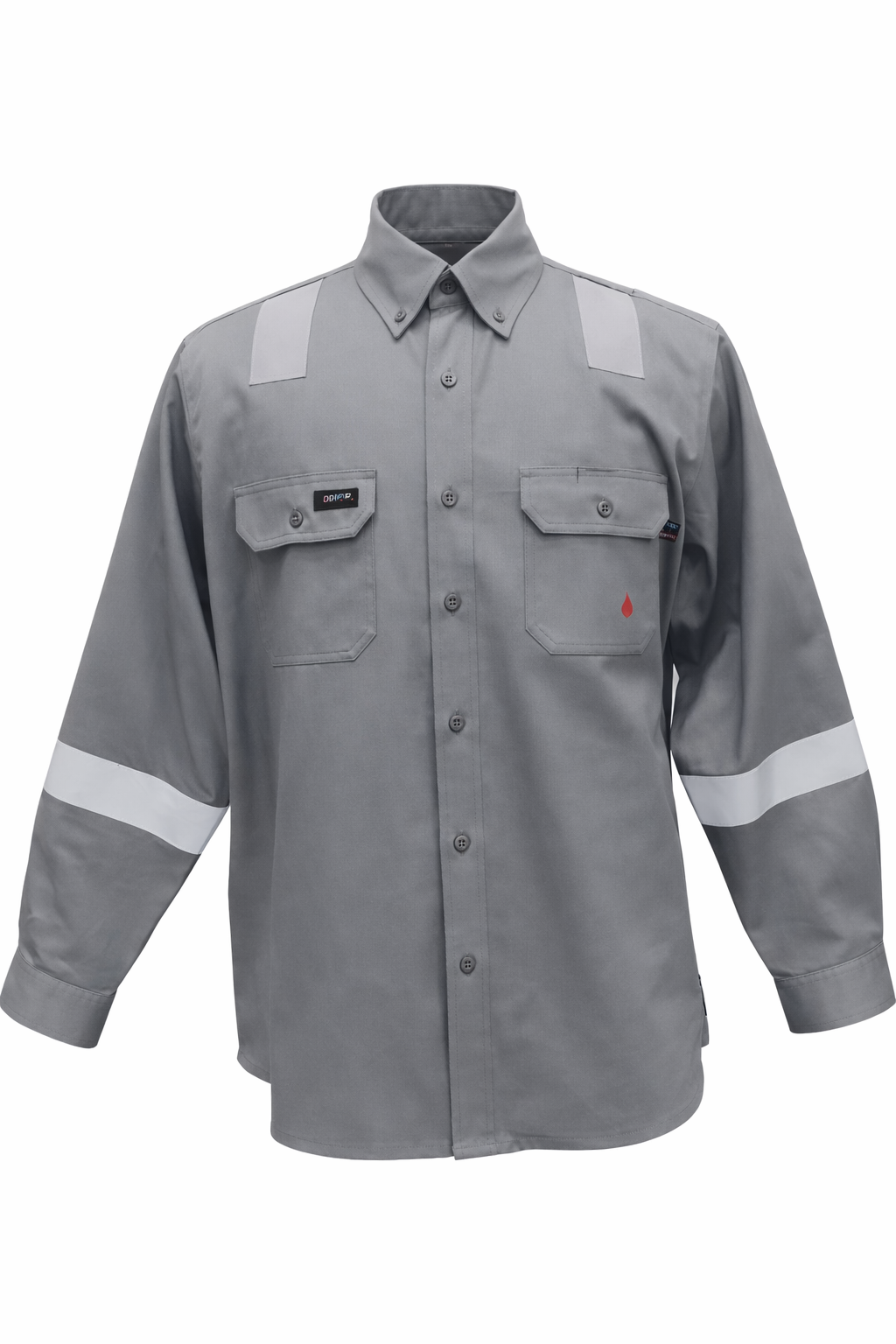 FORGE MEN'S FR BUTTON SOLID SILVER TAPING SHIRT