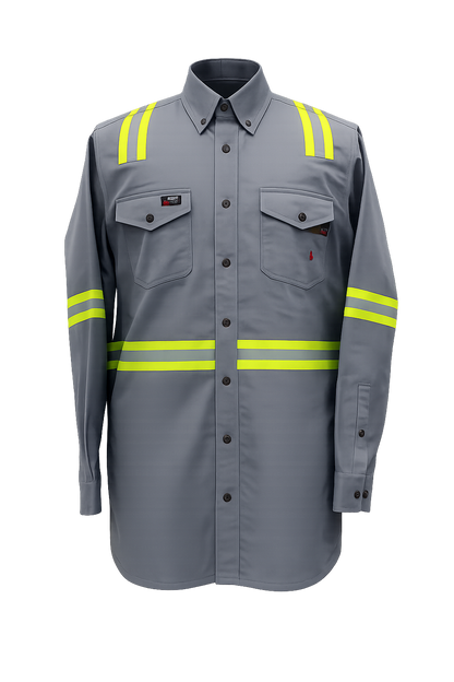 FORGE FR MENS BUTTON SOLID LIGHT GREY X TAPING SHIRT