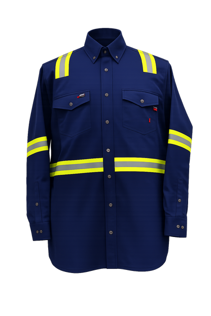 FORGE FR MENS BUTTON SOLID NAVY X TAPING SHIRT